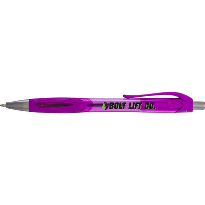 Front View of Purple Carlow Recycled Gel Pen