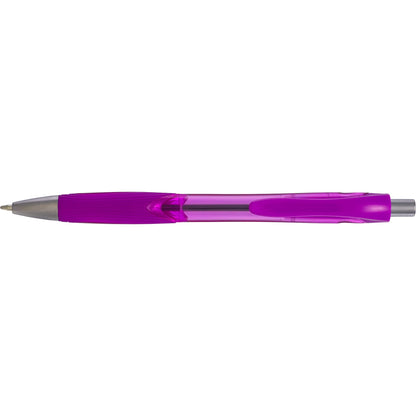 Front View of Purple Carlow Recycled Gel Pen