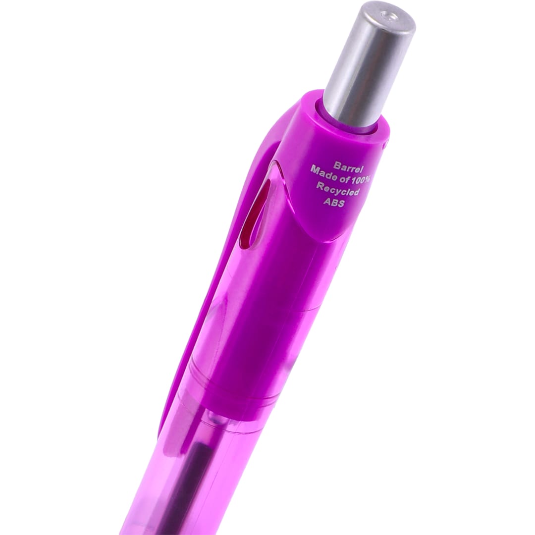 Front View of Purple Carlow Recycled Gel Pen