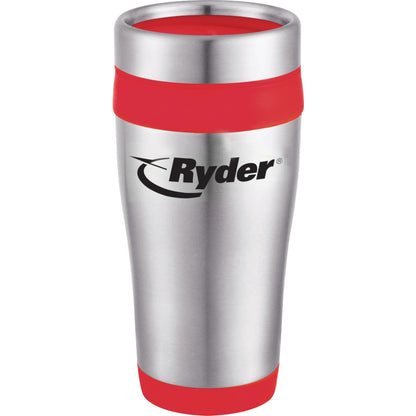 Front View of Red Carmel 16oz Travel Tumbler