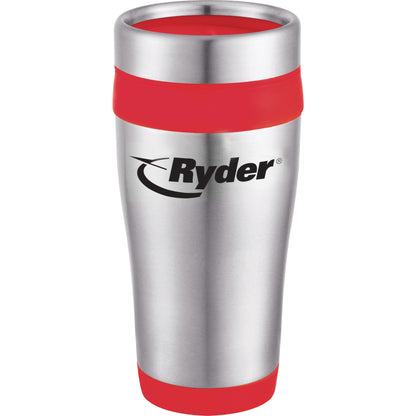 Front View of Red Carmel 16oz Travel Tumbler