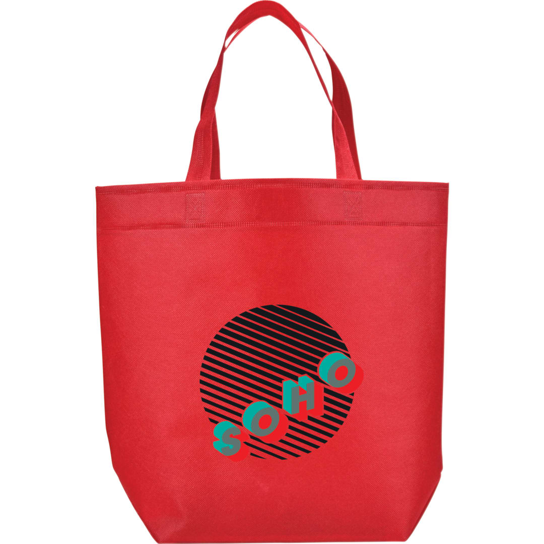 Front View of Red Challenger Non-Woven Shopper Tote