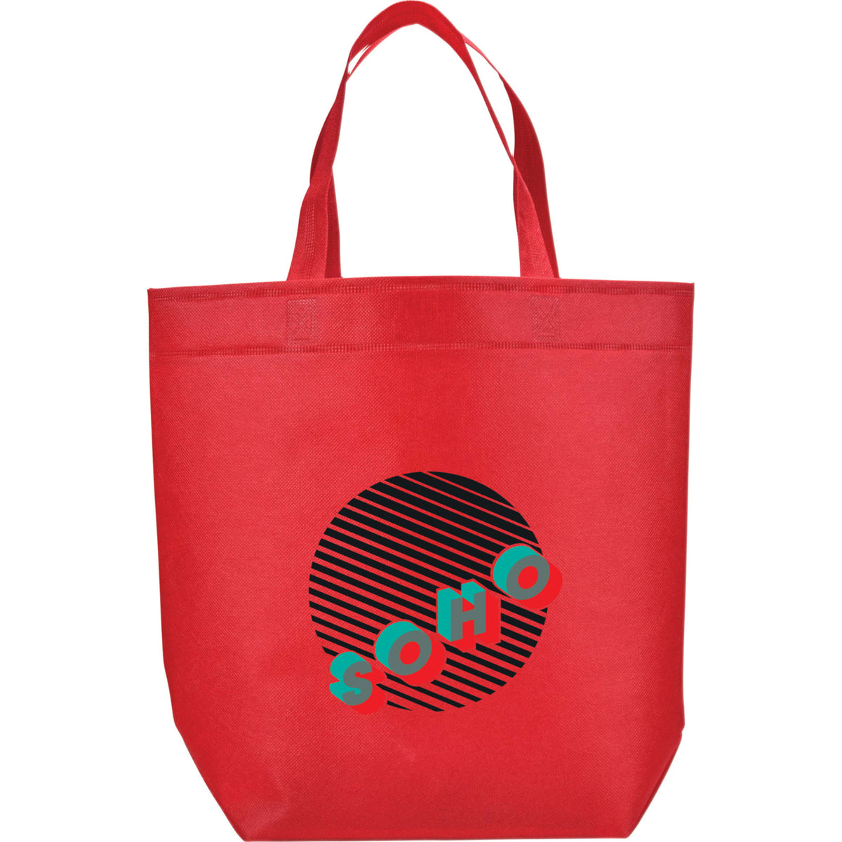 Front View of Red Challenger Non-Woven Shopper Tote