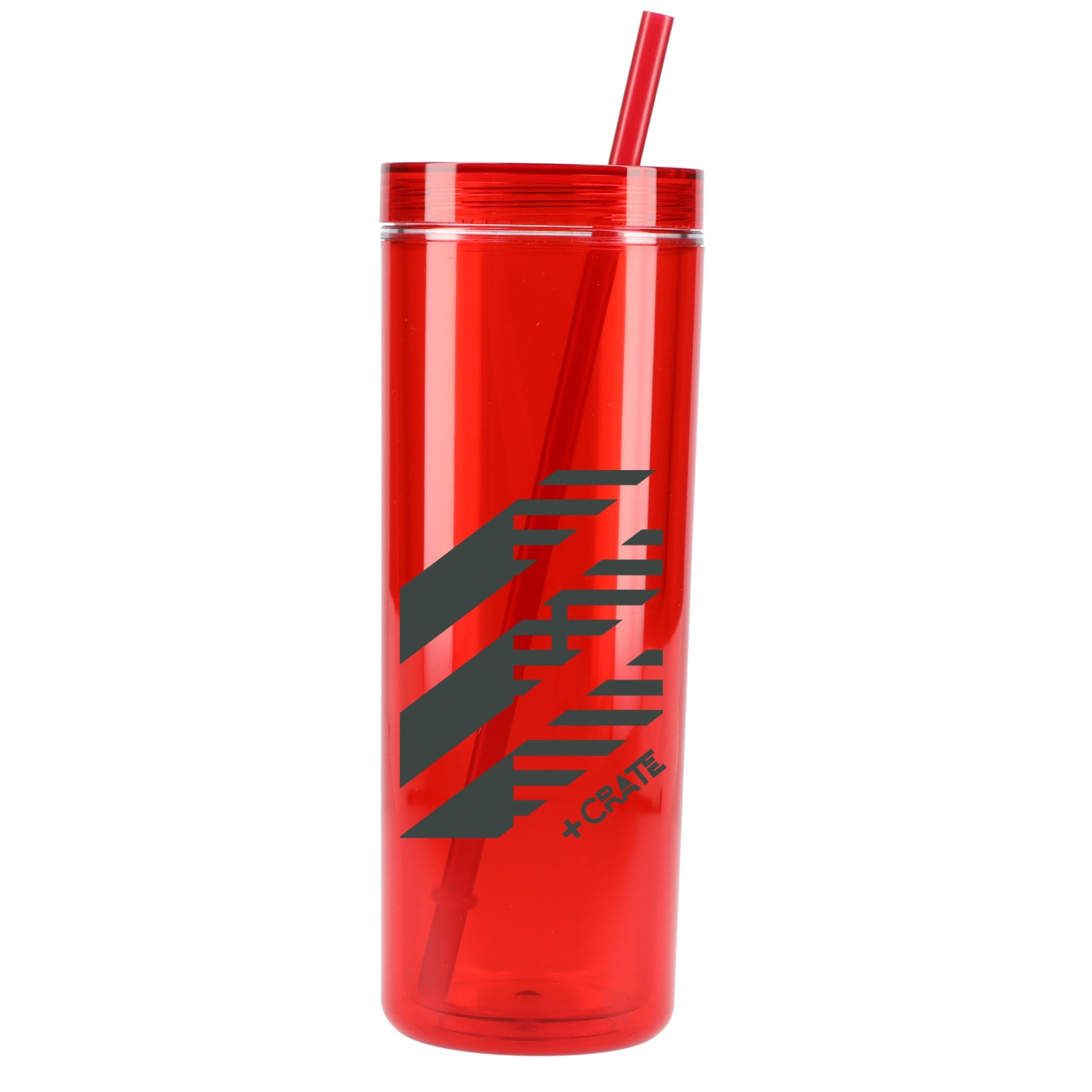 Front View of Red Chroma Recycled Acrylic Straw Tumbler 16oz