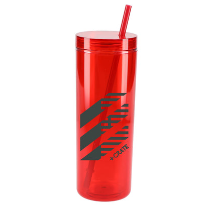 Front View of Red Chroma Recycled Acrylic Straw Tumbler 16oz