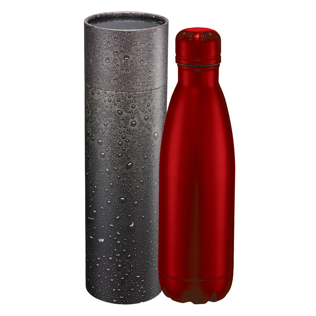 Front View of Red Copper Vac Bottle 17oz With Cylindrical Box plain