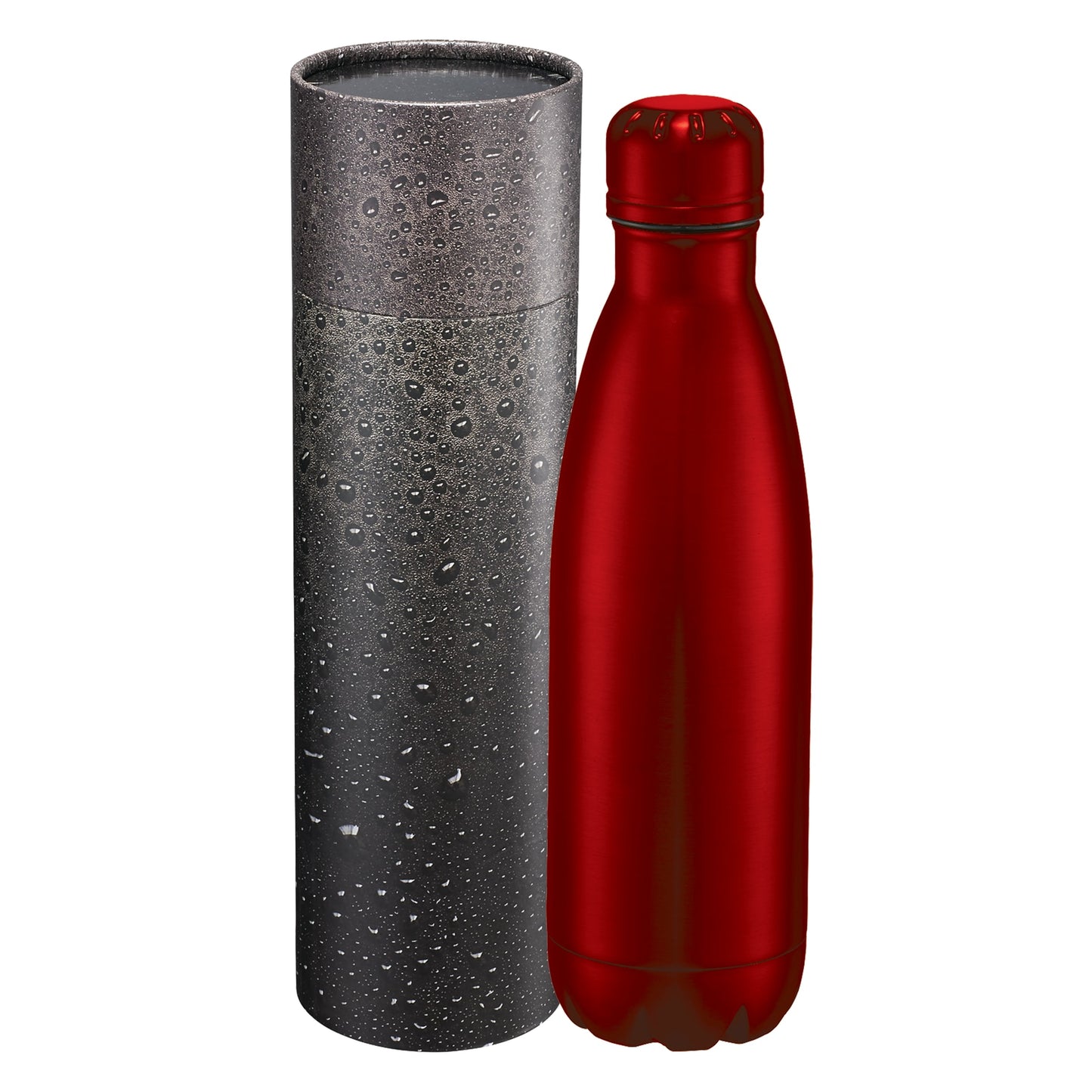 Front View of Red Copper Vac Bottle 17oz With Cylindrical Box plain