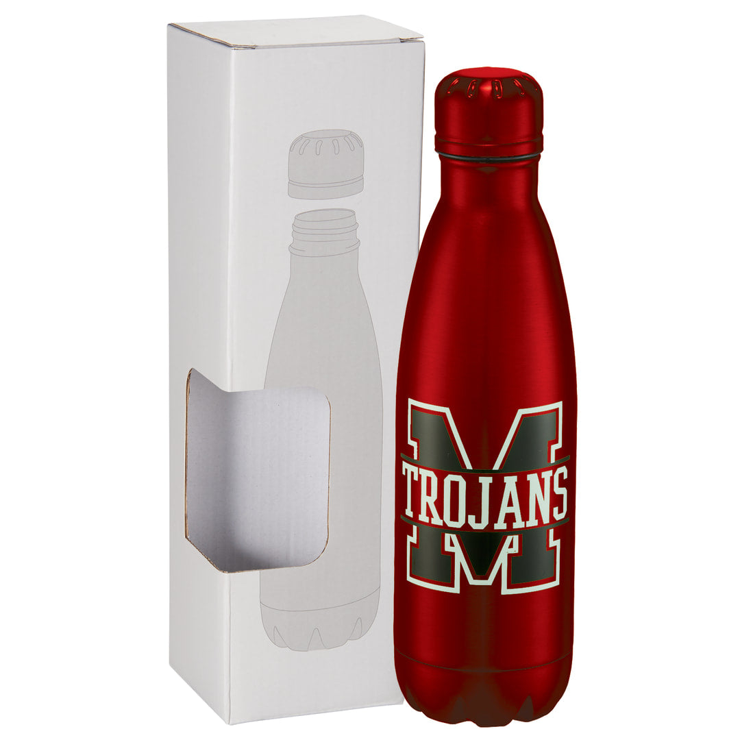 Front View of Red Copper Vacuum Insulated Bottle 17oz w/ Window Box