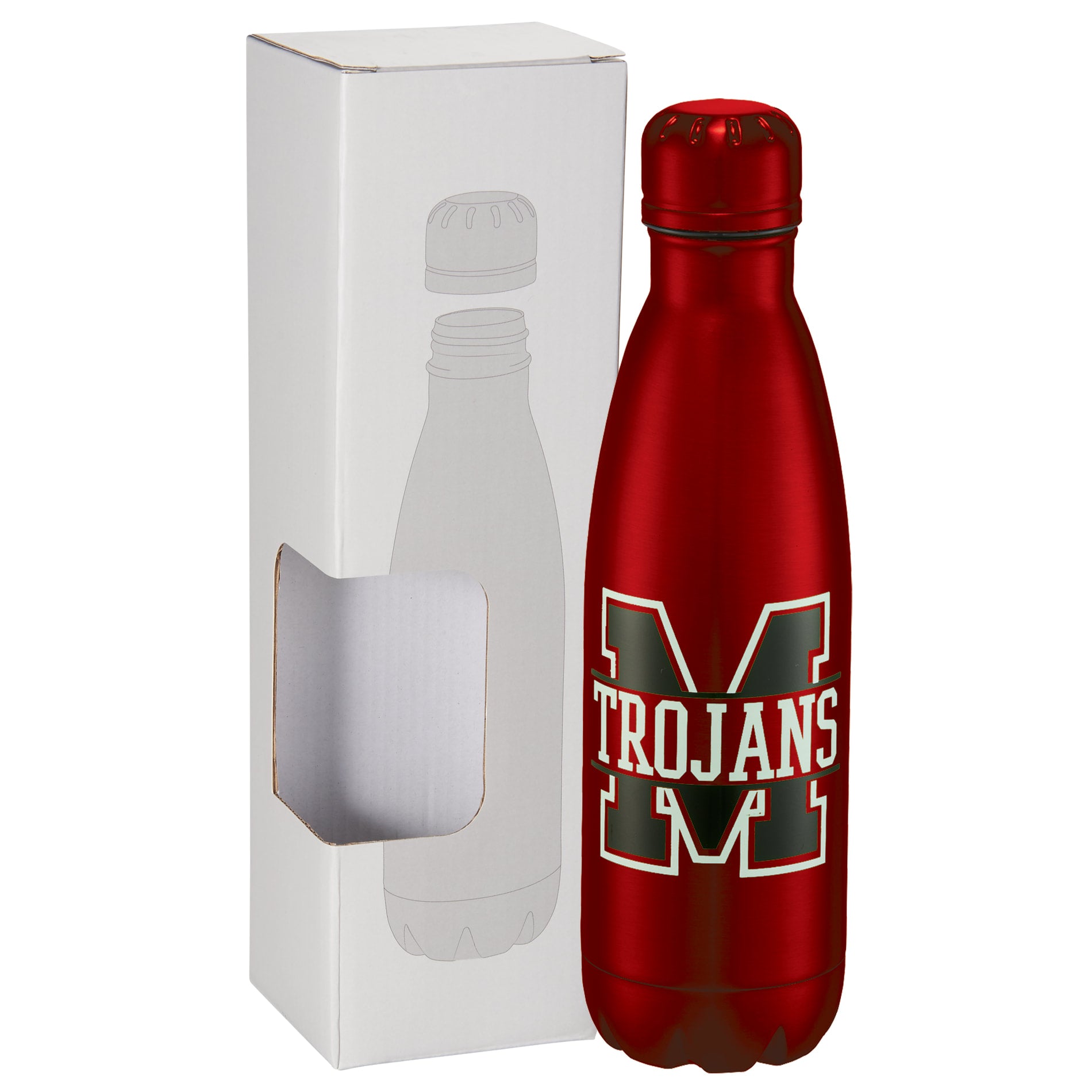 Front View of Red Copper Vacuum Insulated Bottle 17oz w/ Window Box