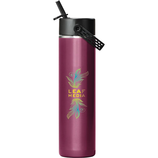 Front View of Red Hydro Flask® Lightweight Bottle w/ Straw Lid 24oz