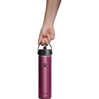 Front View of Red Hydro Flask® Lightweight Bottle w/ Straw Lid 24oz