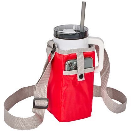 Front View of Red Insulated Bottle Sling plain
