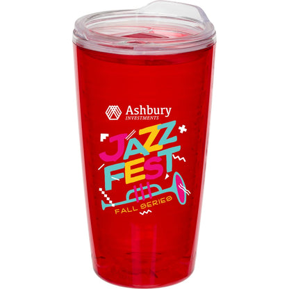 Front View of Red Lakeside Double Wall Tumbler 16 oz