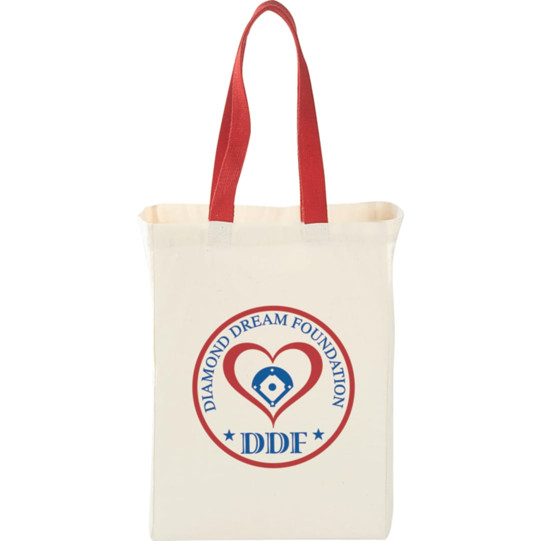 Front View of Red Nebraska 5oz Cotton Canvas Grocery Tote
