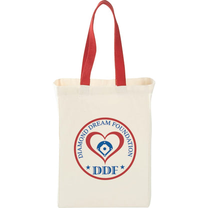 Front View of Red Nebraska 5oz Cotton Canvas Grocery Tote