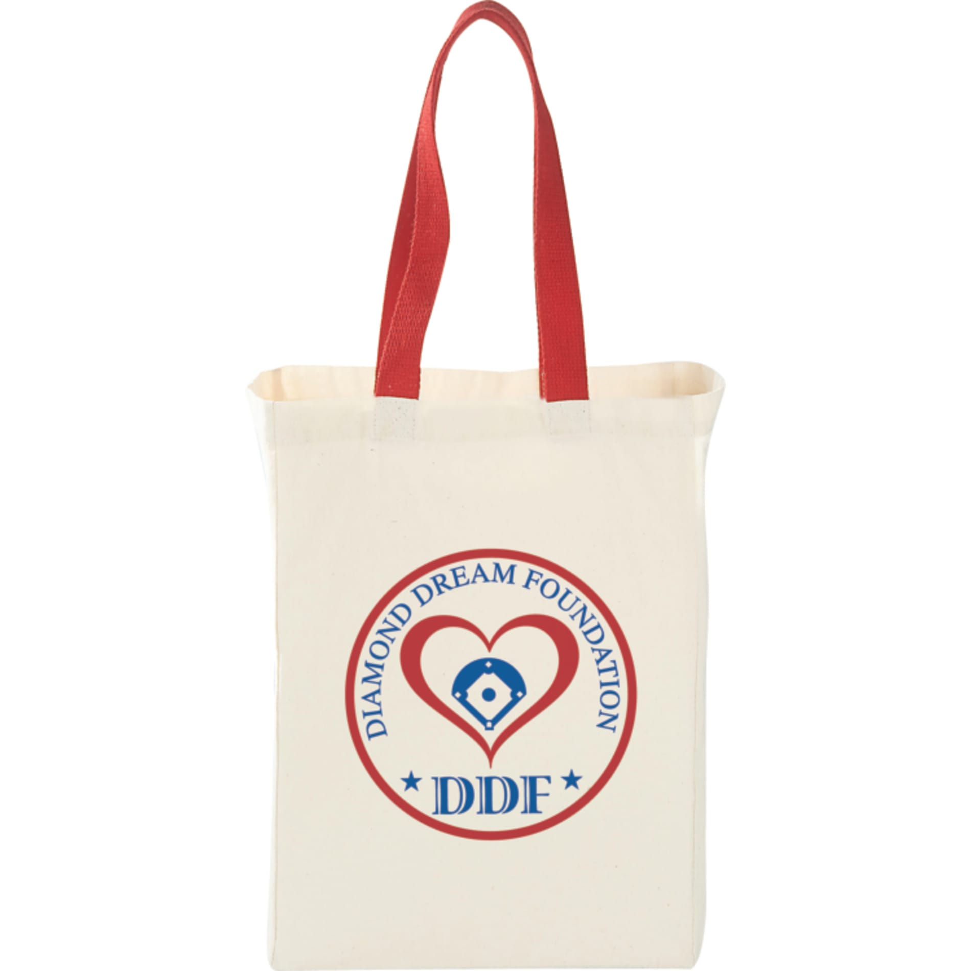 Front View of Red Nebraska 5oz Cotton Canvas Grocery Tote