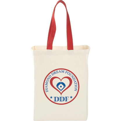 Front View of Red Nebraska 5oz Cotton Canvas Grocery Tote