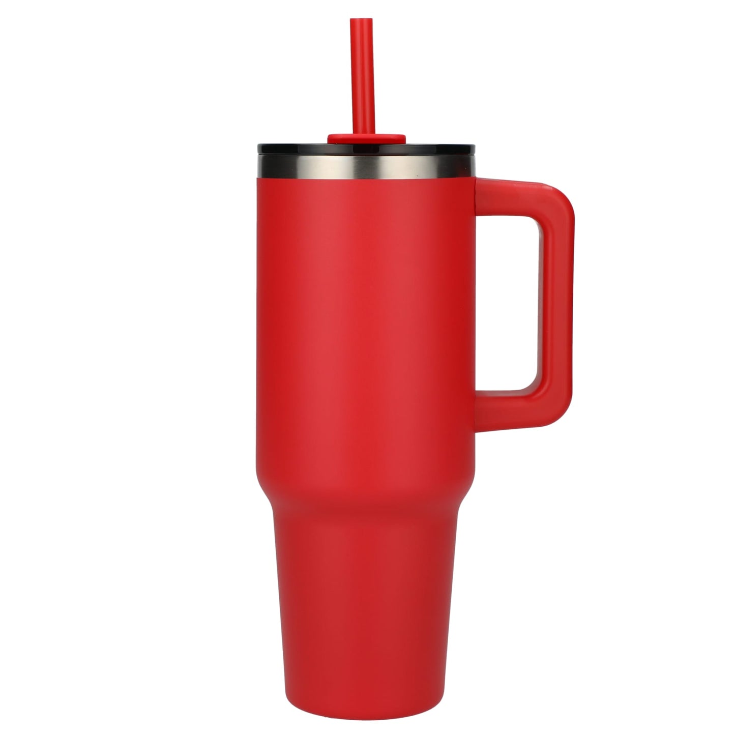 Front View of Red Pinnacle Recycled Travel Tumbler with Straw 40oz plain