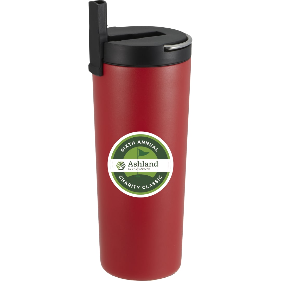 Front View of Red Thor Copper Insulated Tumbler 24oz Flip Straw Lid
