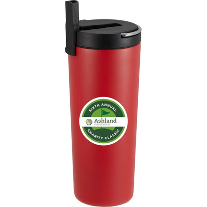 Front View of Red Thor Copper Insulated Tumbler 24oz Flip Straw Lid