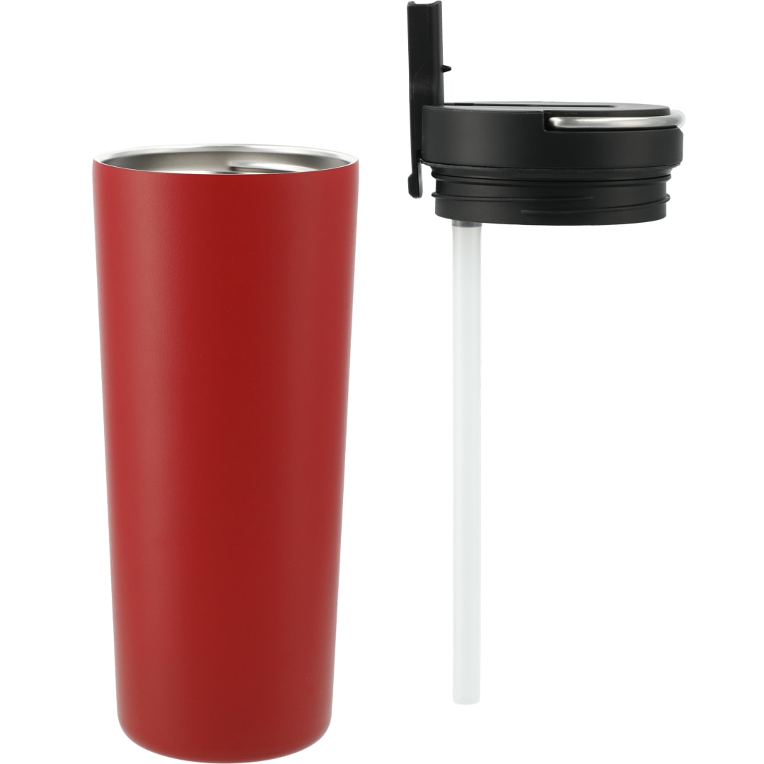 Front View of Red Thor Copper Insulated Tumbler 24oz Flip Straw Lid