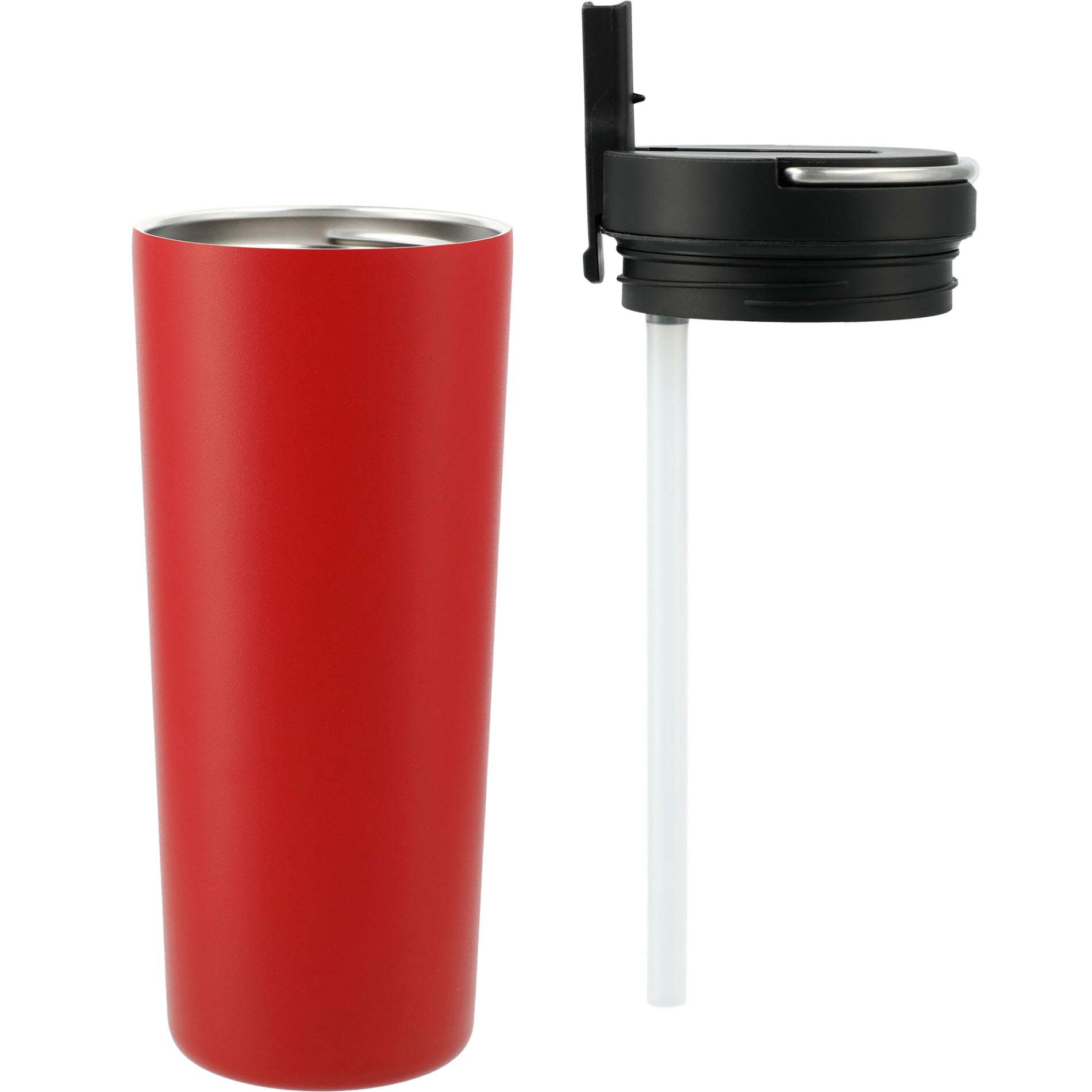 Front View of Red Thor Copper Insulated Tumbler 24oz Flip Straw Lid