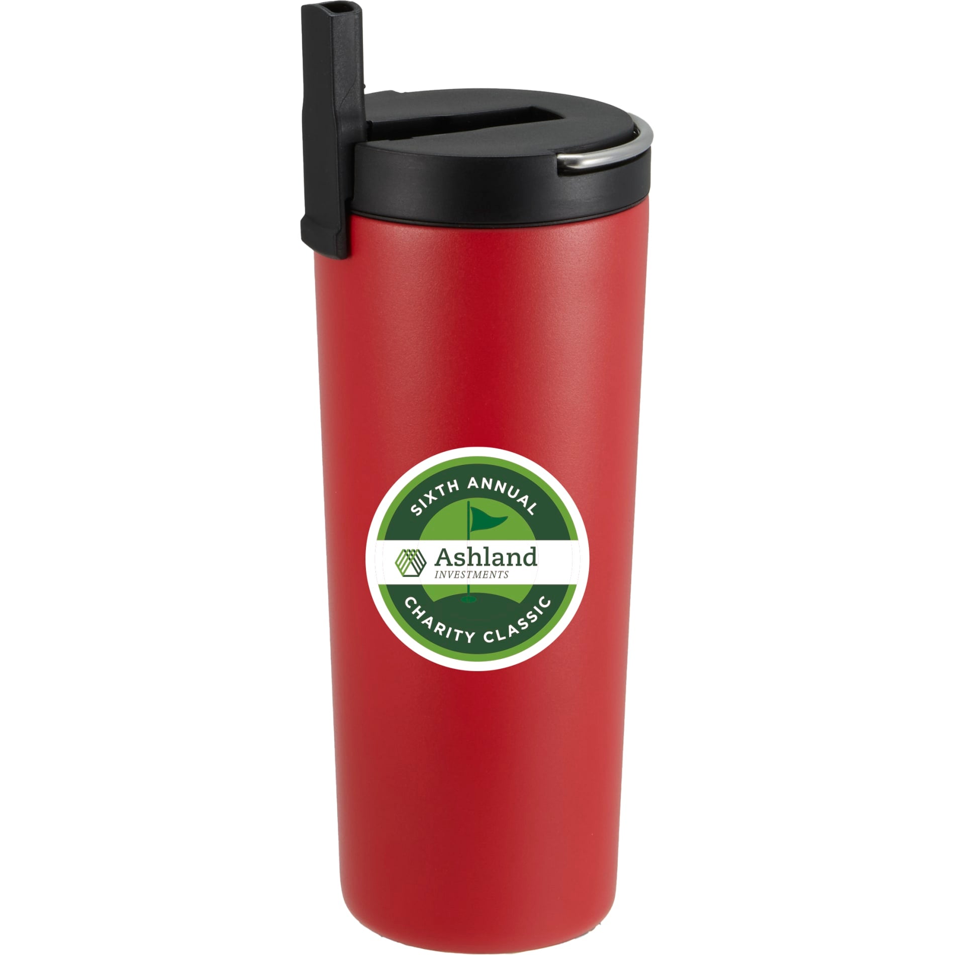 Front View of Red Thor Copper Insulated Tumbler 24oz Flip Straw Lid