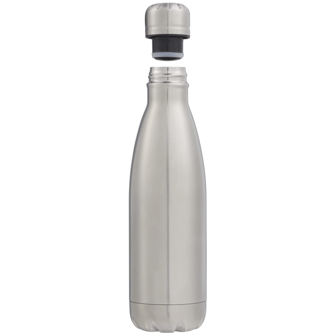 Front View of Silver Copper Vacuum Insulated Bottle 17oz plain