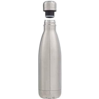 Front View of Silver Copper Vacuum Insulated Bottle 17oz plain