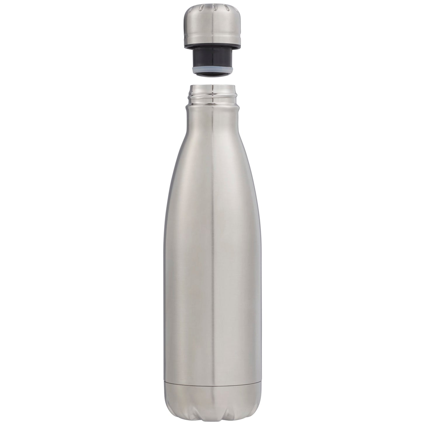 Front View of Silver Copper Vacuum Insulated Bottle 17oz plain
