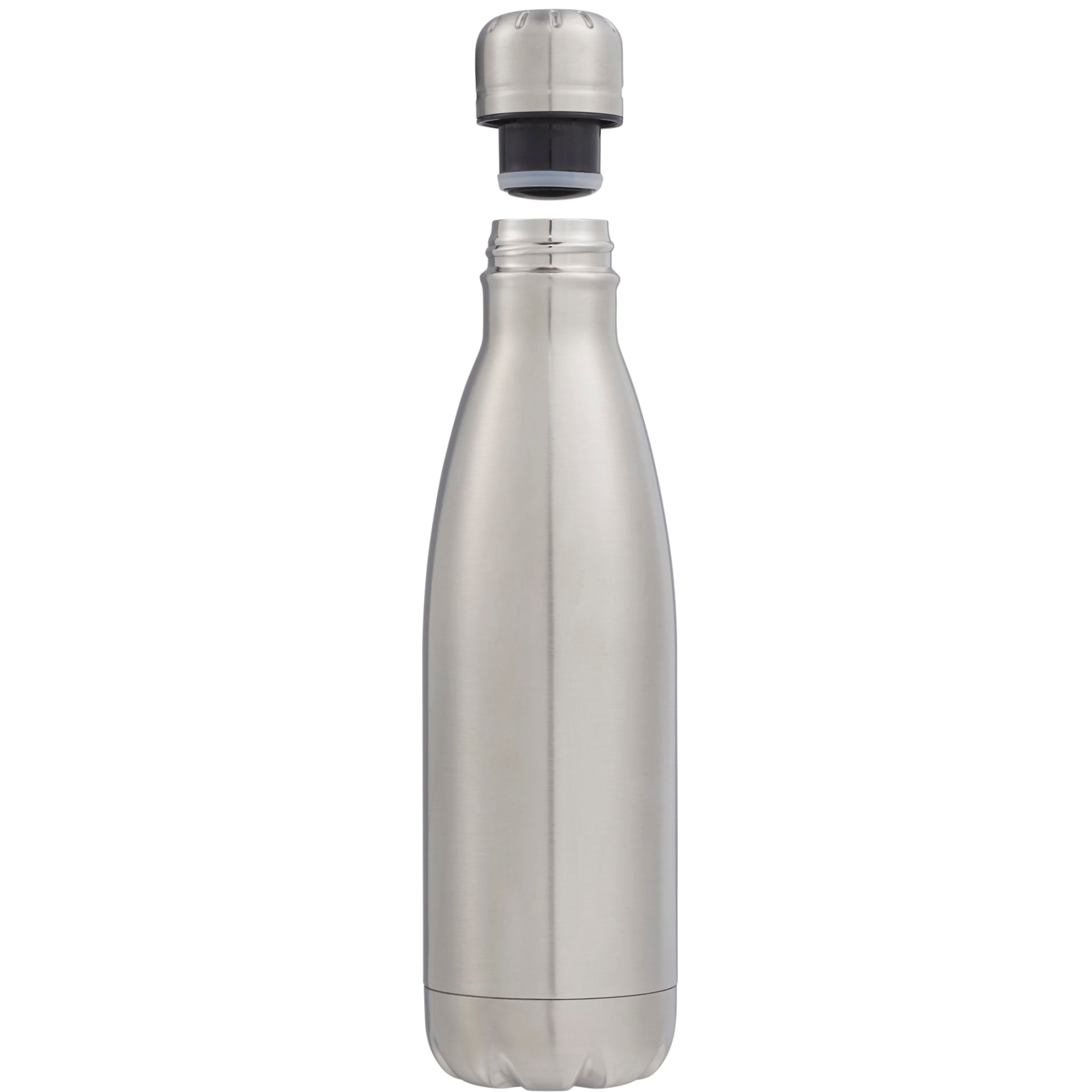 Front View of Silver Copper Vacuum Insulated Bottle 17oz plain