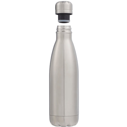 Front View of Silver Copper Vacuum Insulated Bottle 17oz plain
