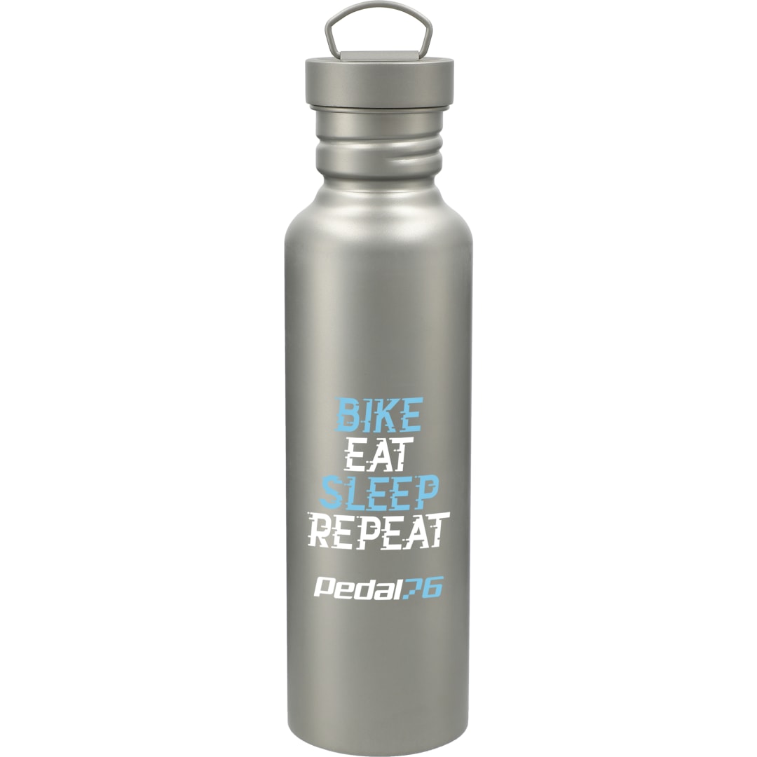 Front View of Silver Griffen Titanium Sport Bottle 25oz