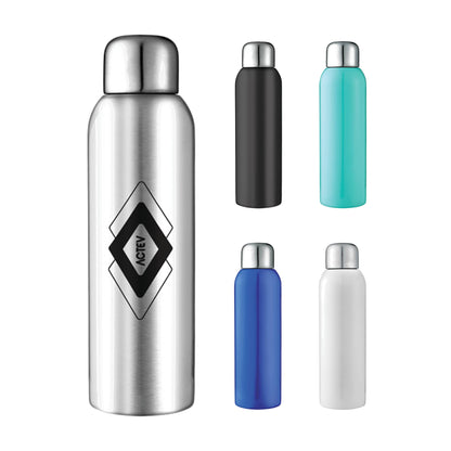 Front View of Silver Guzzle 28oz Stainless Sports Bottle