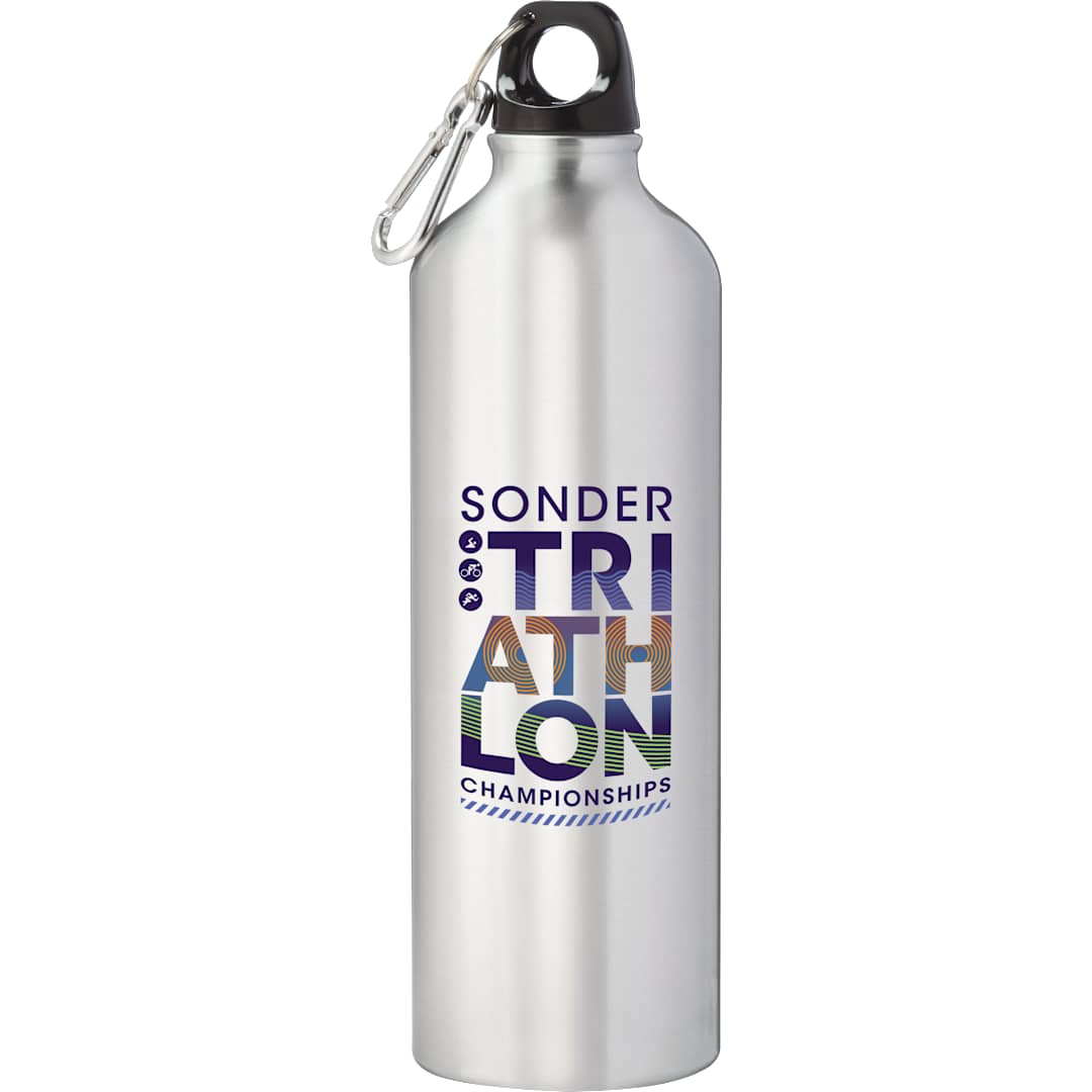 Front View of Silver Pacific 26oz Aluminum Sports Bottle