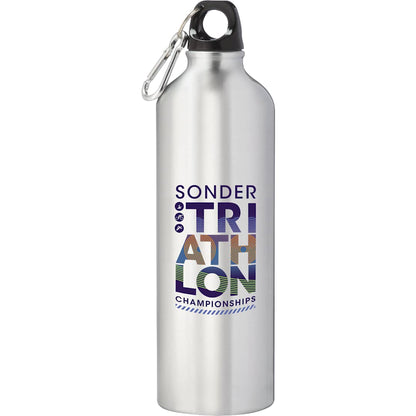 Front View of Silver Pacific 26oz Aluminum Sports Bottle