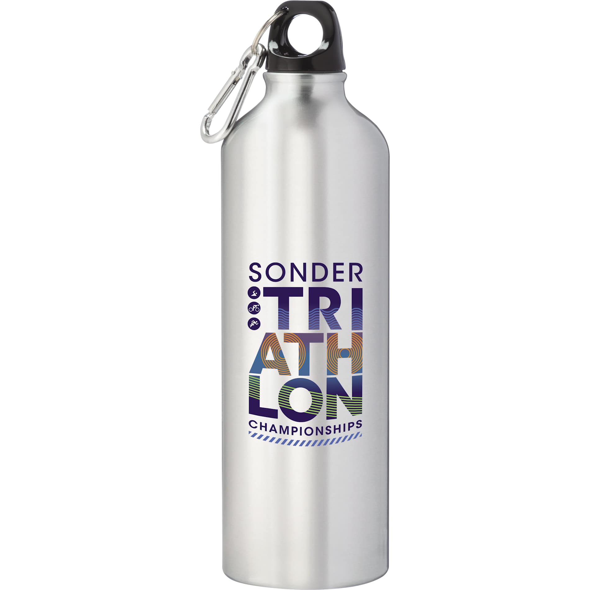 Front View of Silver Pacific 26oz Aluminum Sports Bottle