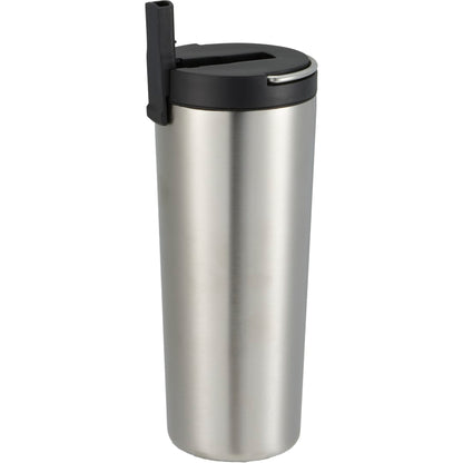 Front View of Silver Thor Copper Insulated Tumbler 24oz Flip Straw Lid plain