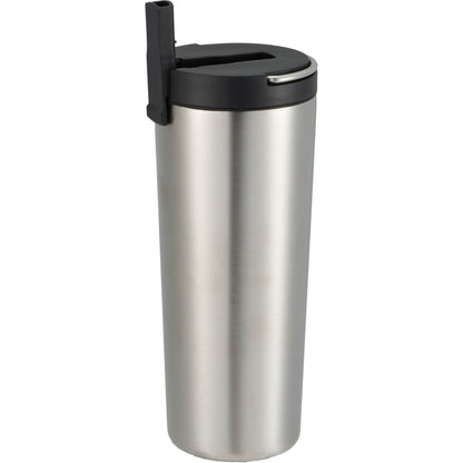 Front View of Silver Thor Copper Insulated Tumbler 24oz Flip Straw Lid plain