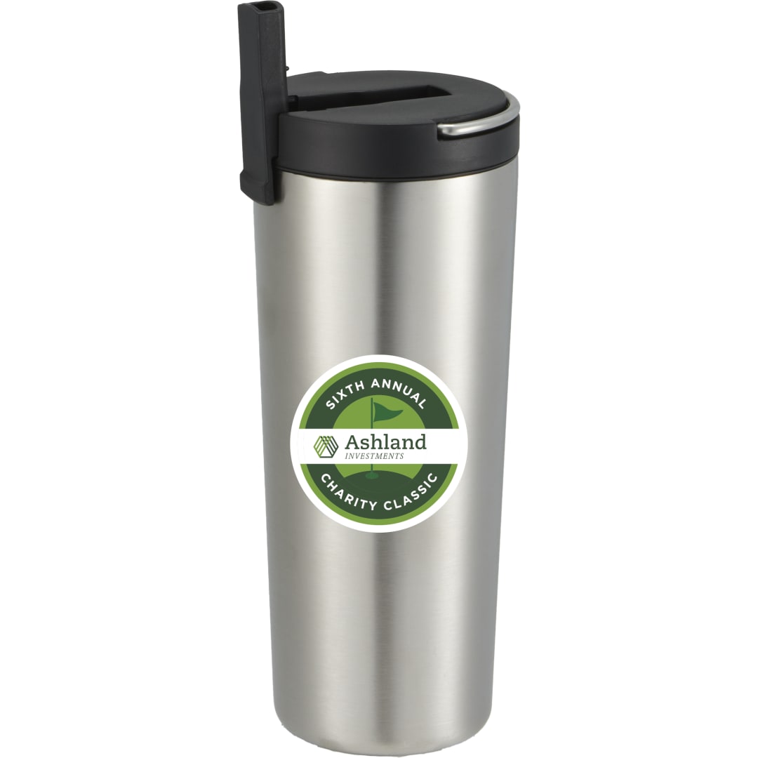 Front View of Silver Thor Copper Insulated Tumbler 24oz Flip Straw Lid
