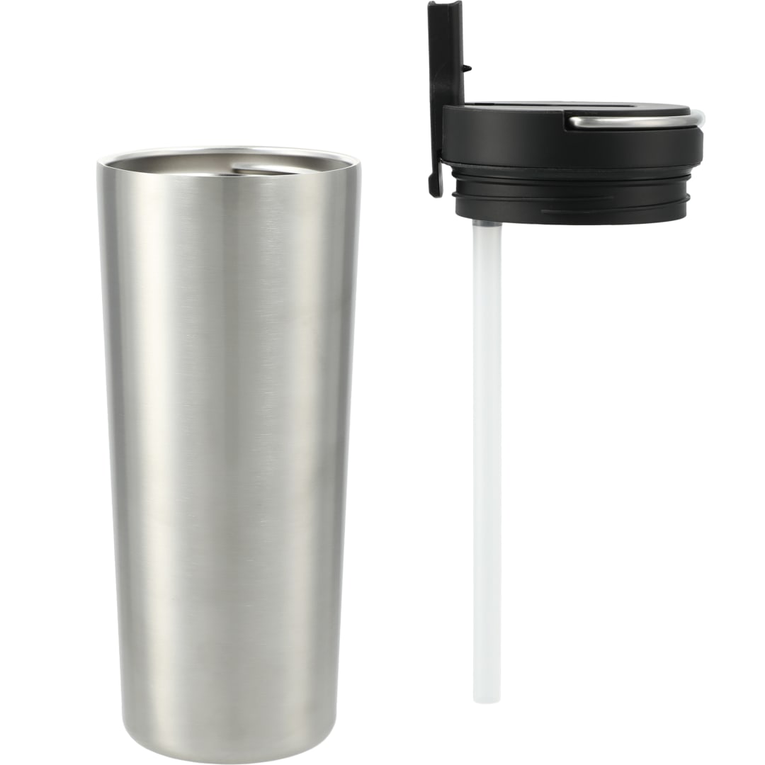 Front View of Silver Thor Copper Insulated Tumbler 24oz Flip Straw Lid