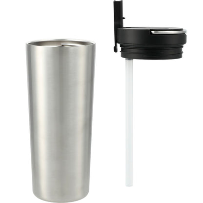 Front View of Silver Thor Copper Insulated Tumbler 24oz Flip Straw Lid
