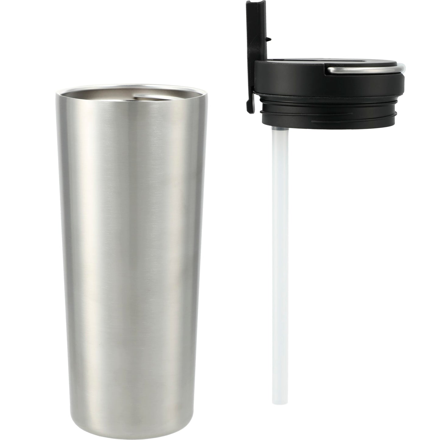 Front View of Silver Thor Copper Insulated Tumbler 24oz Flip Straw Lid