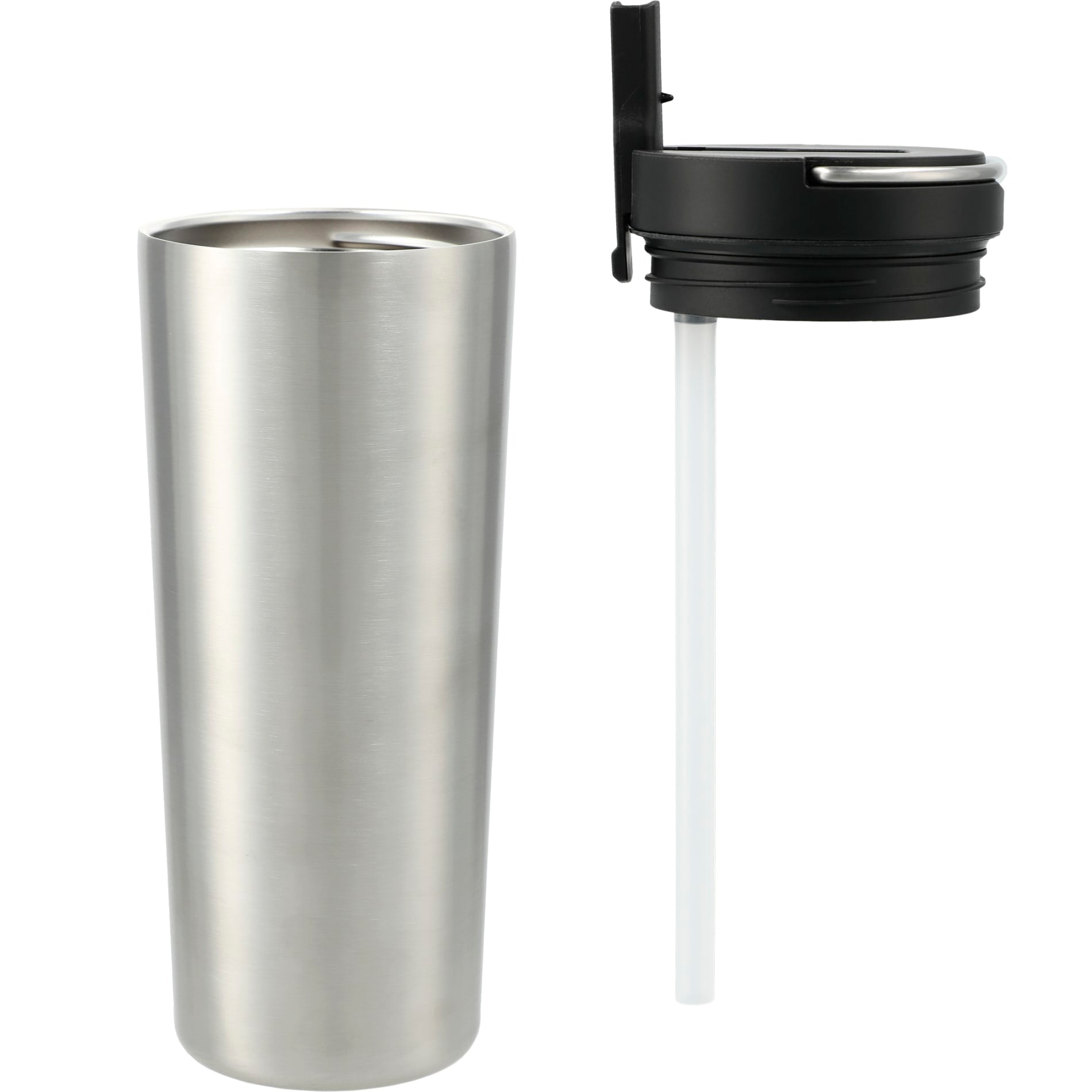 Front View of Silver Thor Copper Insulated Tumbler 24oz Flip Straw Lid
