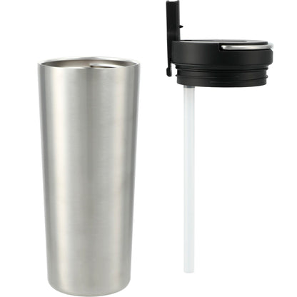 Front View of Silver Thor Copper Insulated Tumbler 24oz Flip Straw Lid