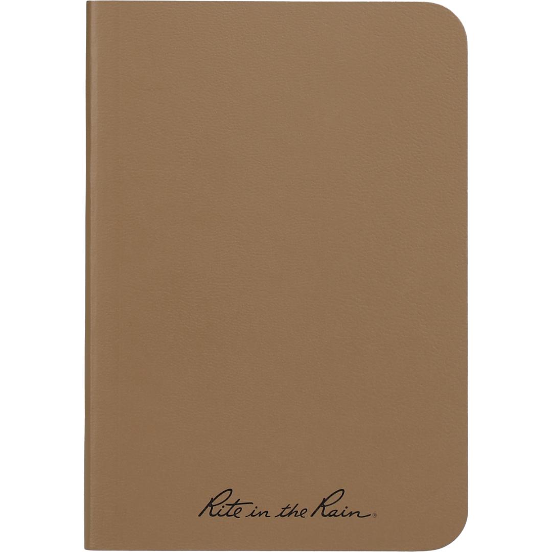 Front View of Tan 3.5" x 5.25" Rite in the Rain Soft Cover Notebook plain