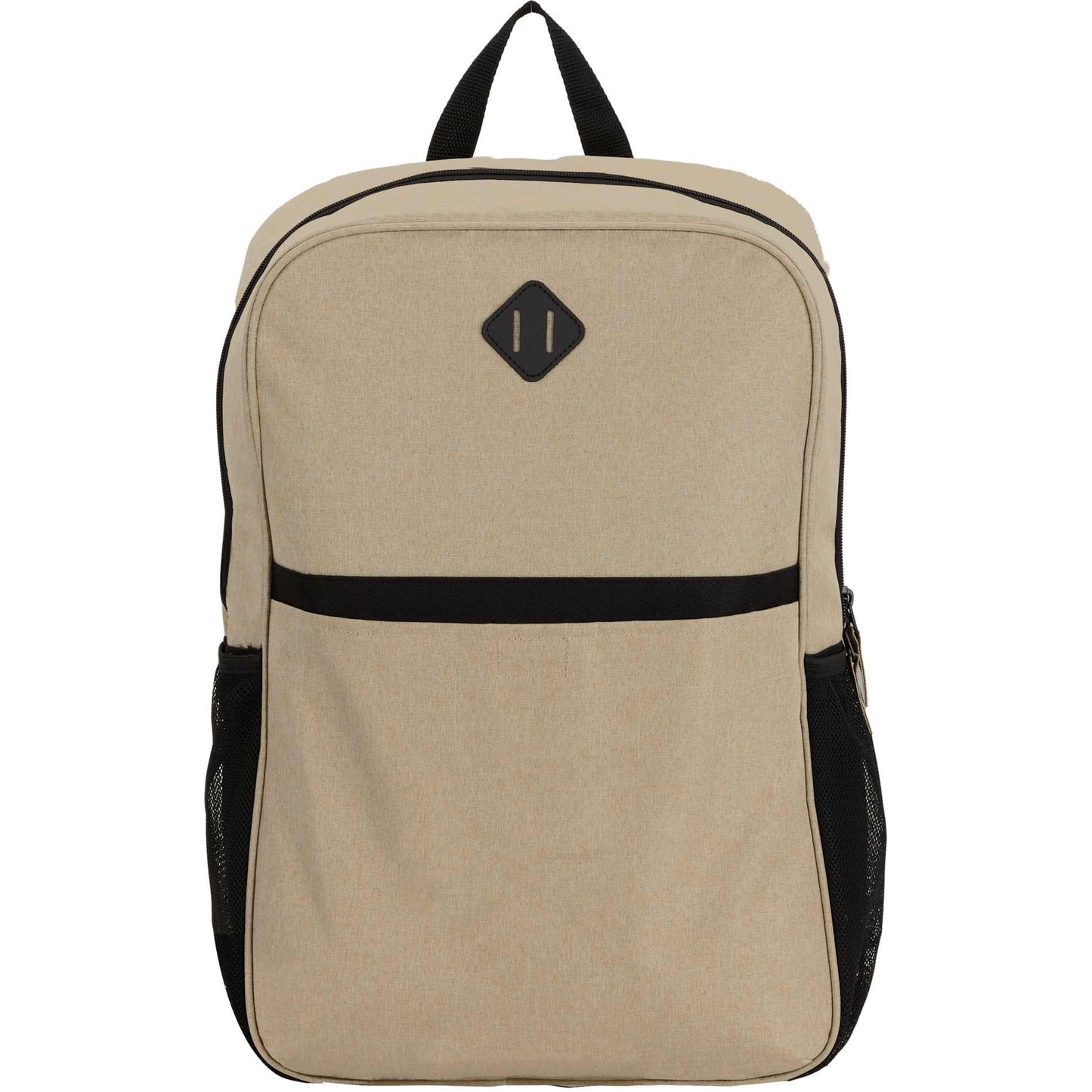 Front View of Tan Parker Recycled 17" Laptop Backpack plain