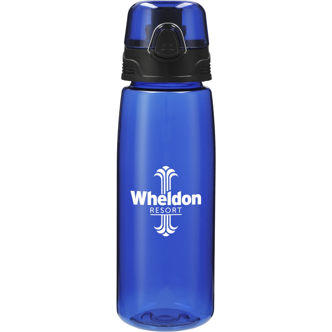 Front View of Transparent Blue (TBL) Capri 25oz Tritan Sports Bottle