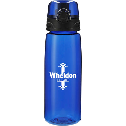 Front View of Transparent Blue (TBL) Capri 25oz Tritan Sports Bottle