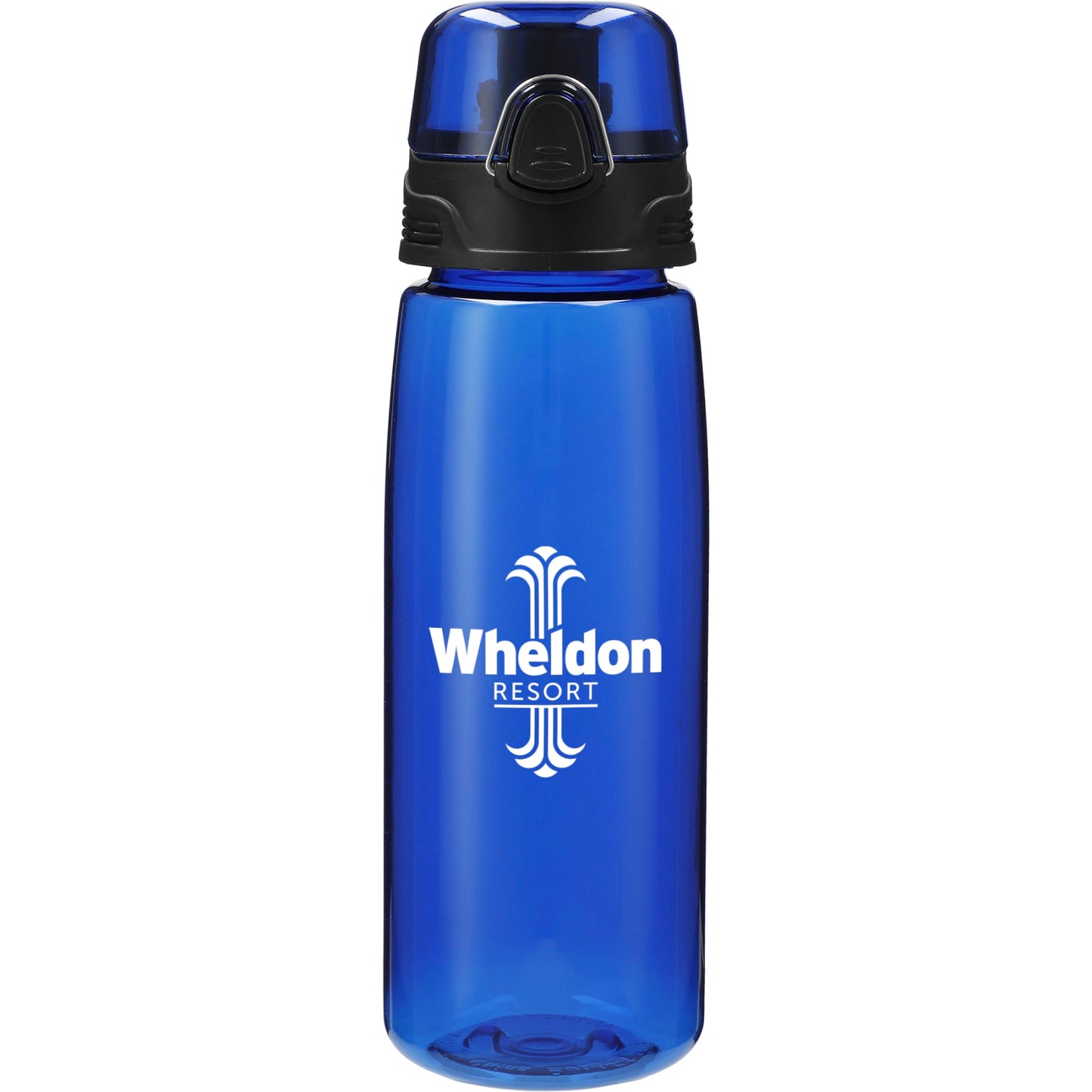 Front View of Transparent Blue (TBL) Capri 25oz Tritan Sports Bottle